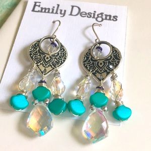 Turquoise aura mini chandelier earrings